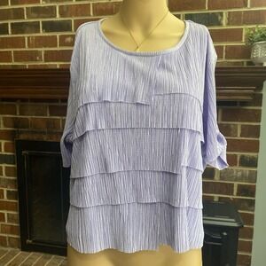 Alfred Dunner Women's Top Purple Size 1X Short Sleeve‎ Cropped Pre Owned